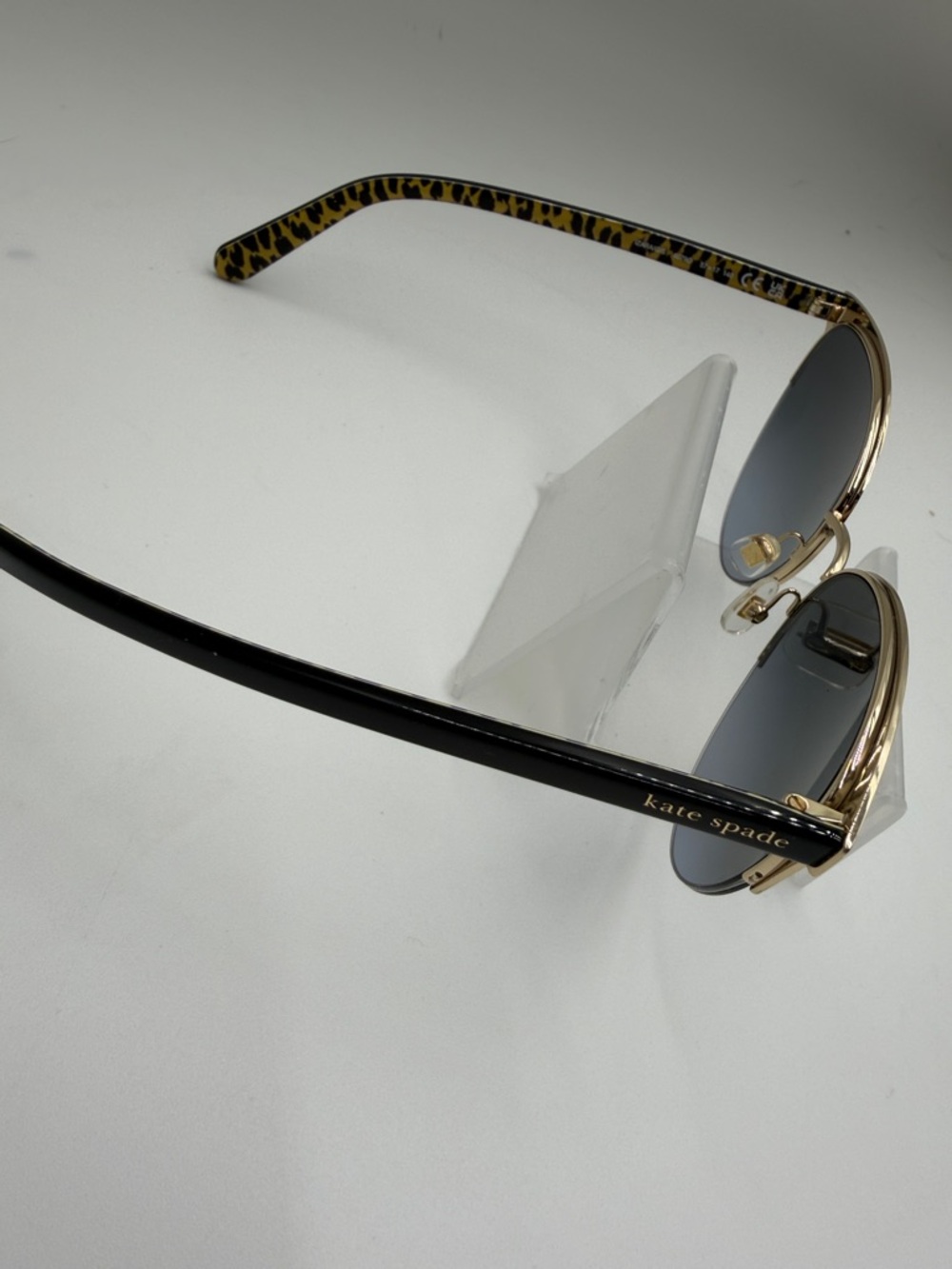NEW kate spade Black Gradient Lenses with Leopard-Trim Sunglasses - Picture 4 of 6